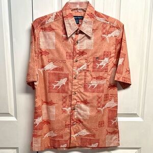 West Marine Men's Coral Short-Sleeve Button-Down Shirt Size M